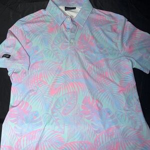 Sunday Swagger Tropical Leaf Print Polo Shirt